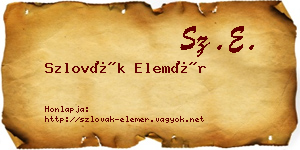 Szlovák Elemér névjegykártya