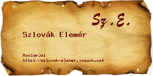 Szlovák Elemér névjegykártya